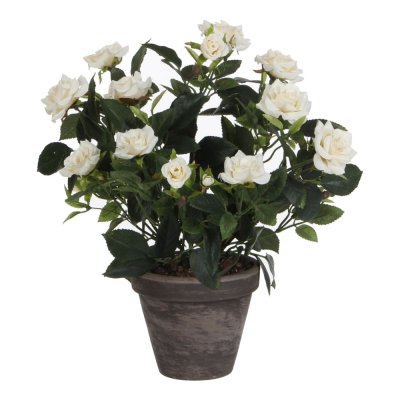 MICA DECORATIONS  Artificial Rosebush Blanc