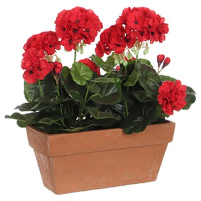 MICA Decorations Geranium Pot de Balcon Terra Rouge 29 x 13 x 40 cm