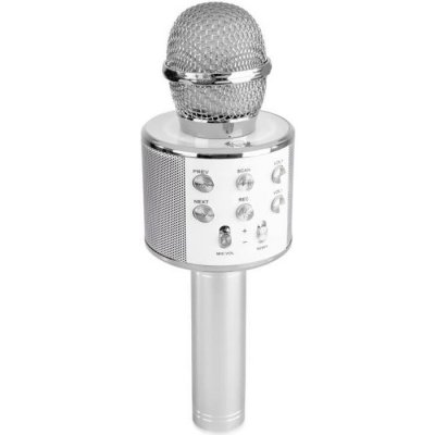 TRONIOS Micro de karaok&eacute; Max KM01 2-en-1 : enceinte Bluetooth & lecteur multim&eacute;dia - Argent 