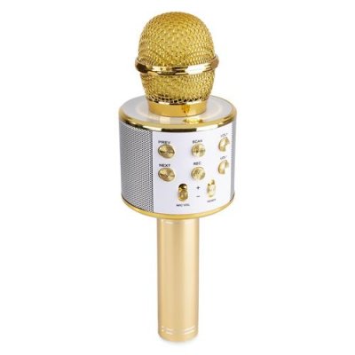 GENERIQUE Micro de karaok&eacute; Max KM01 2-en-1 : enceinte Bluetooth & lecteur multim&eacute;dia - Or 