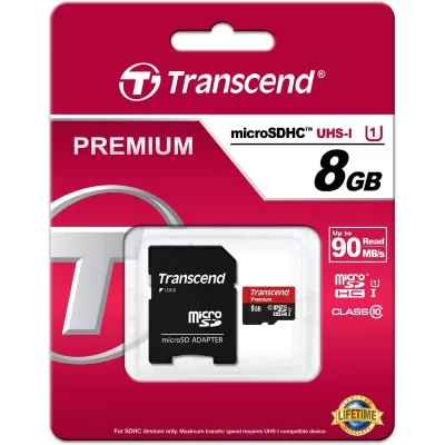 TRANSCEND Micro SDHC UHS-I 8 Go Classe 10 300x + Adaptateur