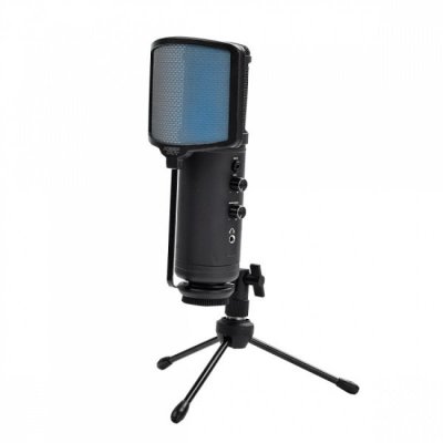 !KEEP OUT Microphone de Bureau KEEP OUT XMICPRO USB Streaming LED Noir