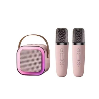 GENERIQUE Microphone karaok&eacute; KTV haut de gamme - micro sans fil Bluetooth avec haut-parleur colonne - Rose