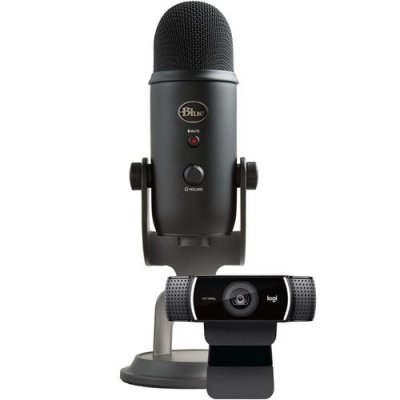 LOGITECH Microphone  Blue Yeti USB Noir + Webcam  C922 Pro HD Noir pour PC et Mac 