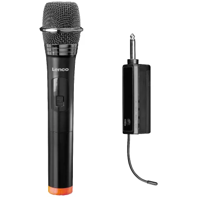 LENCO Microphone sans fil avec r&eacute;cepteur 6,3 mm  MCW-011BK Noir