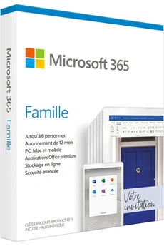 MICROSOFT  365 Famille - Jusqu'&agrave; 6 utilisateurs - PC ou Mac - 12 mois