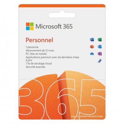 MICROSOFT  365 Personnel - 1 Utilisateur - 1 an - Mises &agrave; jour incluses