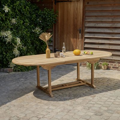 BERAH GETAH MIDLAND Table de jardin en teck massif extensible ovale 8/10 pers.