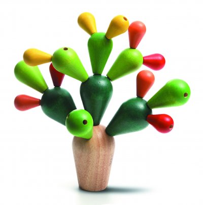 PLAN TOYS Mikado Cactus  en bois d'h&eacute;v&eacute;a 