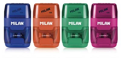 MILAN  4703116 pr&eacute;sentoir 16 taille-crayons + gomme compact 4703116