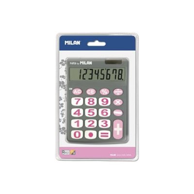 GENERIQUE Milan Blister Pack 8 Digit Calculator Large Keys Grey Argent&eacute;