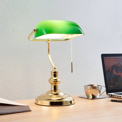 LINDBY Milenka Lampe de Table Polished Brass/Green - 