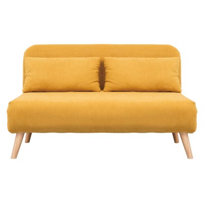 MILIBOO  - Banquette convertible 2 places effet velours moutarde AMIKO