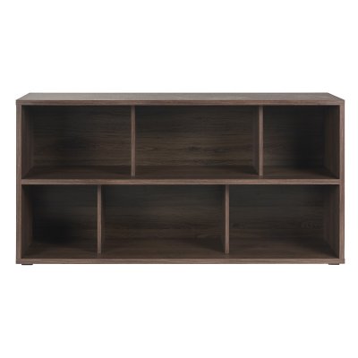 Miliboo - Biblioth&egrave;que basse finition bois fonc&eacute; noyer L140 cm EPURE