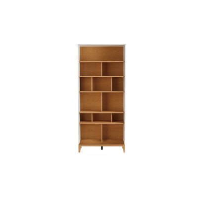 Miliboo - Biblioth&egrave;que design bois clair ch&ecirc;ne et blanc L90 cm ABEL