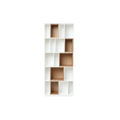 Miliboo - Biblioth&egrave;que design modulable blanc et ch&ecirc;ne JAZZ