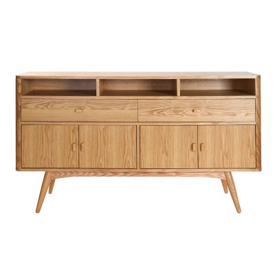 Miliboo Buffet vintage bois clair 4 portes 2 tiroirs L160 cm NORDECO