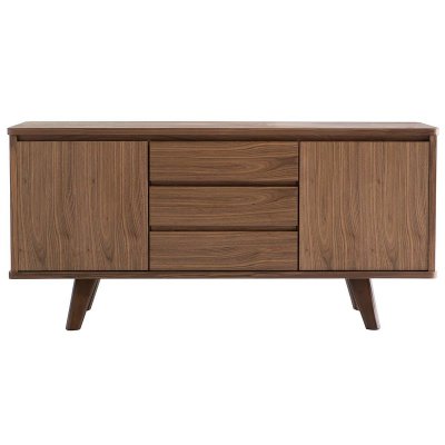 Miliboo Buffet vintage bois noyer 2 portes 3 tiroirs L160 cm FIFTIES