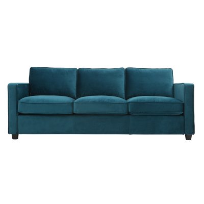 MILIBOO  Canap&eacute; design velours bleu p&eacute;trole 3 places BROOKLYN 