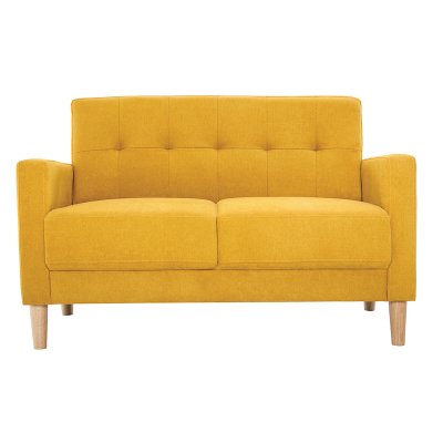 MILIBOO  - Canap&eacute; scandinave 2 places effet velours jaune moutarde MOON