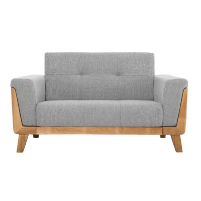 MILIBOO  Canap&eacute; scandinave 2 Places en Tissu Gris et Bois Clair Fjord