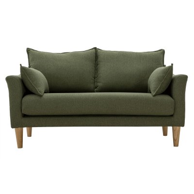 MILIBOO  Canap&eacute; scandinave 2 Places en Tissu Kaki et Bois Clair Kate