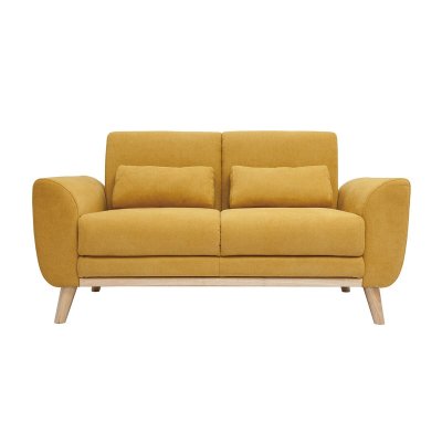 MILIBOO  Canap&eacute; scandinave 2 places velours jaune moutarde EKTOR 