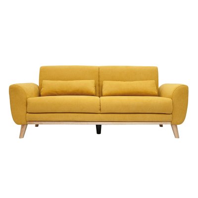 MILIBOO  - Canap&eacute; scandinave 3 places effet velours jaune moutarde EKTOR