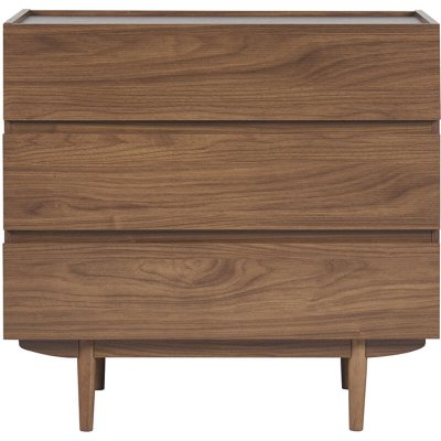 Miliboo Commode finition bois fonc&eacute; noyer 3 tiroirs L80 cm SANAA