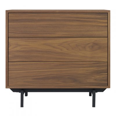 Miliboo - Commode vintage 3 tiroirs noyer et m&eacute;tal L80.5 cm MANNY