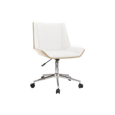 Miliboo - Fauteuil de bureau design blanc et bois clair MELKIOR