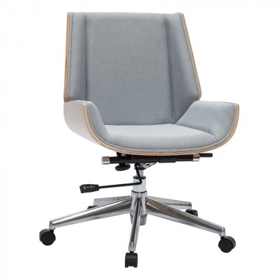 Miliboo - Fauteuil de bureau design bois clair et gris CURVED