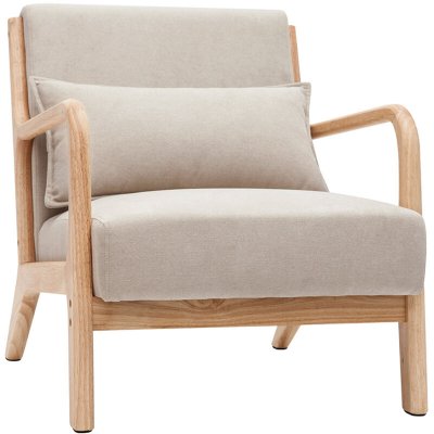 MILIBOO  - Fauteuil en bois clair et tissu beige DERRY