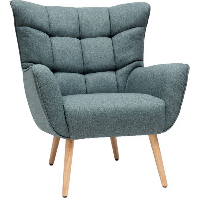 MILIBOO  Fauteuil scandinave en Tissu Vert de Gris et Bois Clair Avery