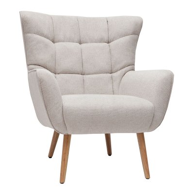 MILIBOO  - Fauteuil scandinave tissu effet velours textur&eacute; beige AVERY