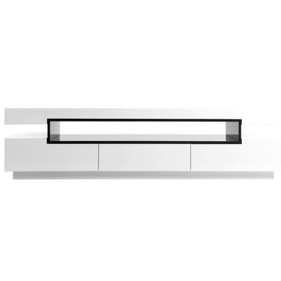 MILIBOO  Meuble TV Design Blanc laqu&eacute; Brillant L200 cm LIVO