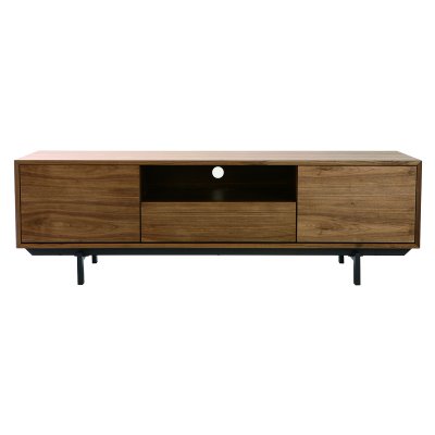 MILIBOO  Meuble TV vintage en bois fonc&eacute; niche ouverte L160 cm MANNY
