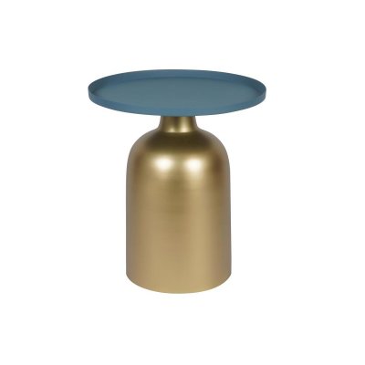 Miliboo - Table basse en m&eacute;tal dor&eacute; et plateau bleu p&eacute;trole mat RAMSES