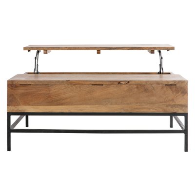 Miliboo - Table basse relevable industrielle manguier et m&eacute;tal 110cm YPSTER
