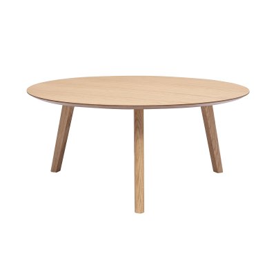 Miliboo Table basse ronde scandinave bois clair ch&ecirc;ne D90 cm ORKAD