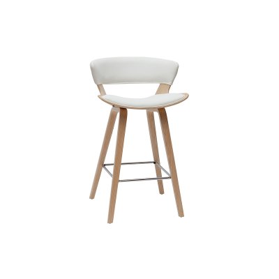 Miliboo - Tabouret de bar design blanc et bois clair H65 cm SYRAH