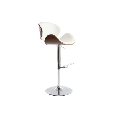Miliboo - Tabouret de bar design blanc et bois fonc&eacute; walnut - Blanc