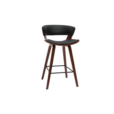 Miliboo - Tabouret de bar design noir et bois fonc&eacute; H65 cm SYRAH