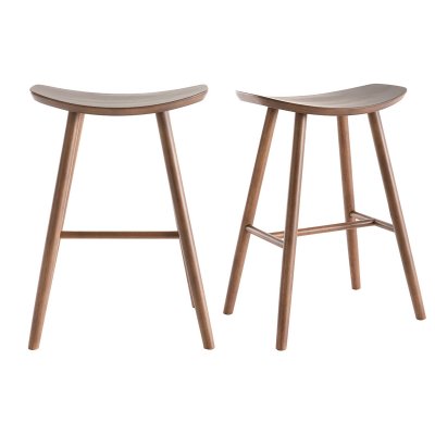 Miliboo - Tabourets de bar noyer H65 cm (lot de 2) DEMORY