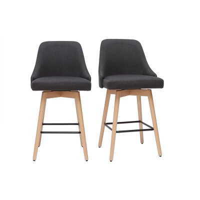 Miliboo - Tabourets de bar scandinaves pivotants gris fonc&eacute; H65 cm (lot de 2) HASTA