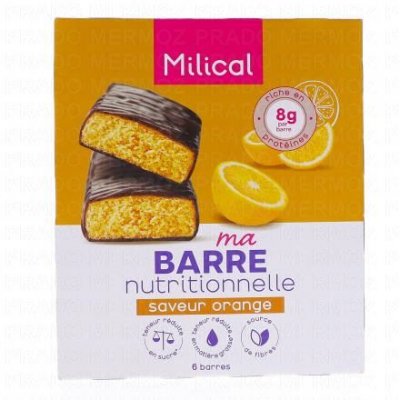 MILICAL  Barres minceur hyperprot&eacute;in&eacute;es go&ucirc;t chocolat orange x 6