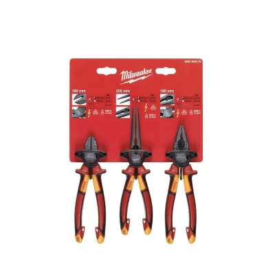 MILWAUKEE  - Lot de 3 pinces VDE universelle coupante et bec long