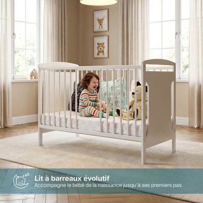 MINEA  - Lit b&eacute;b&eacute; &eacute;volutif MARGOT 60x120 cm (matelas non inclus)