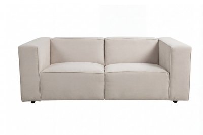 CASANOVA PARIS Mini Basil - Canap&eacute; Droit Tissu Lisse 2 Places Beige