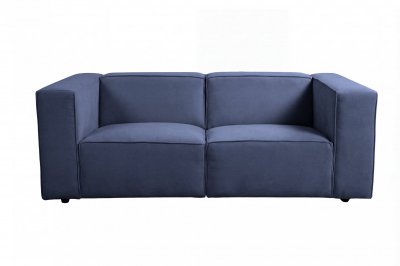 CASANOVA PARIS Mini Basil - Canap&eacute; Droit Tissu Lisse 2 Places Bleu